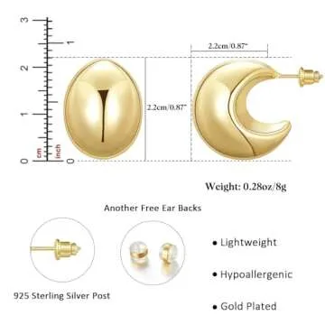 KissYan Chunky Gold Hoop Earrings - Elegant Style for All