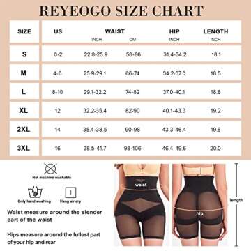 REYEOGO Shapewear for Women Tummy Control Panties Butt Lifter Seamless Body Shaper Shorts High Waist Trainer Thigh Slimmer (Large, Black)