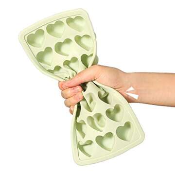 Bcaseruy 2 Pack Heart Shape Silicone 21-Ice Cube Tray with Lids Ice Pop Molds Baby Food Pudding Mold Kitchen Tool for Cocktail,Whiskey,Baby Food,Chocolate