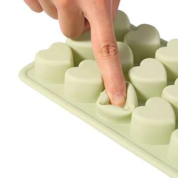 Bcaseruy 2 Pack Heart Shape Silicone 21-Ice Cube Tray with Lids Ice Pop Molds Baby Food Pudding Mold Kitchen Tool for Cocktail,Whiskey,Baby Food,Chocolate