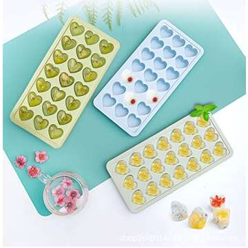 Bcaseruy 2 Pack Heart Shape Silicone 21-Ice Cube Tray with Lids Ice Pop Molds Baby Food Pudding Mold Kitchen Tool for Cocktail,Whiskey,Baby Food,Chocolate