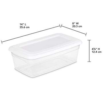 ONE Sterilite 6-Quart Storage Bin Shoe Box - Clear and White