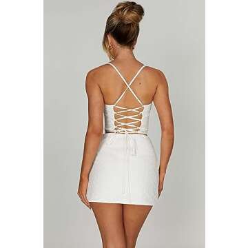 Argeousgor Lace Trim Two Piece Outfit for Women Sleeveless Crop Cami Top Short Mini Skirt Y2k 2 Piece Skirt Sets Beach Wear