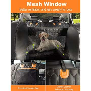 4 in 1 Car Dog Seat Cover Paw Supply Dog Seat Mat Multifunctional Waterproof Dog Back Seat Protector with Bonus Seat Belts Car Dog Seat Protector Pet Hammock Scratchproof Pet Seat Cover for Cars