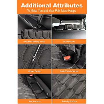 4 in 1 Car Dog Seat Cover Paw Supply Dog Seat Mat Multifunctional Waterproof Dog Back Seat Protector with Bonus Seat Belts Car Dog Seat Protector Pet Hammock Scratchproof Pet Seat Cover for Cars