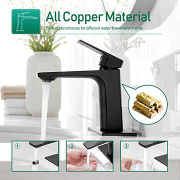 VOTON Black Bathroom Faucet - Stylish & Easy Install