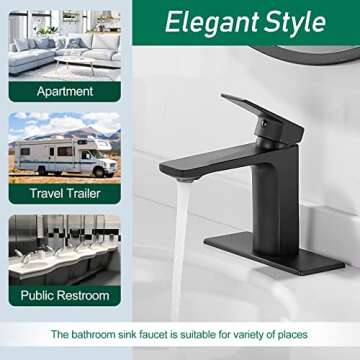 VOTON Black Bathroom Faucet - Stylish & Easy Install