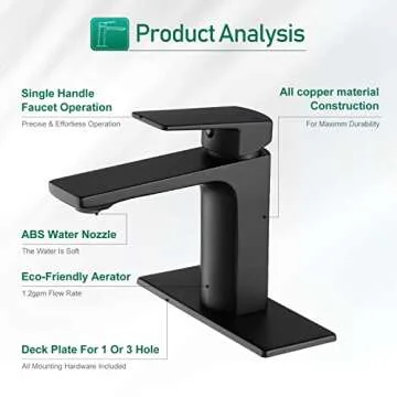 VOTON Black Bathroom Faucet - Stylish & Easy Install