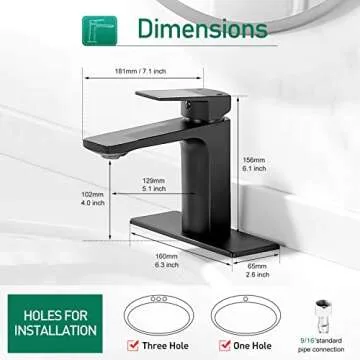 VOTON Black Bathroom Faucet - Stylish & Easy Install