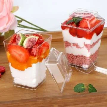 HawHawToys 60 Pack Dessert Cups with Lids and Spoons