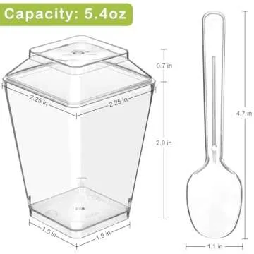 HawHawToys 60 Pack Dessert Cups with Lids and Spoons