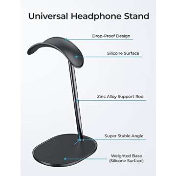 BENKS Elegant Desktop Headphone Stand for All Headphones