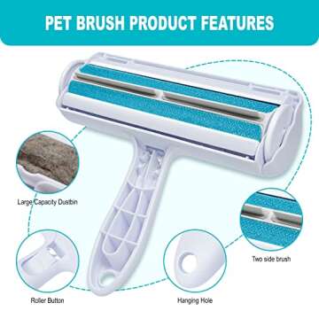 HICC GROOM! Pet Hair Remover, Self-Cleaning Pet Grooming Roller, Reusable Dog & Cat Fur Removal Tool...