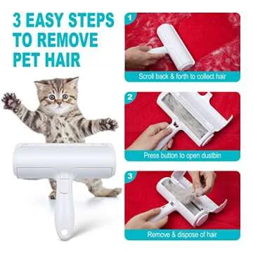 HICC GROOM! Pet Hair Remover, Self-Cleaning Pet Grooming Roller, Reusable Dog & Cat Fur Removal Tool for Furniture, Couch, Carpet, Bedding, Car Seat