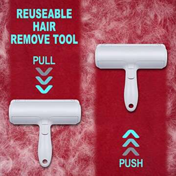 HICC GROOM! Pet Hair Remover, Self-Cleaning Pet Grooming Roller, Reusable Dog & Cat Fur Removal Tool for Furniture, Couch, Carpet, Bedding, Car Seat