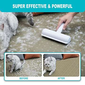 HICC GROOM! Pet Hair Remover, Self-Cleaning Pet Grooming Roller, Reusable Dog & Cat Fur Removal Tool for Furniture, Couch, Carpet, Bedding, Car Seat
