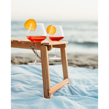 Premium Mini Picnic Table with Wine Holders - Business & Pleasure