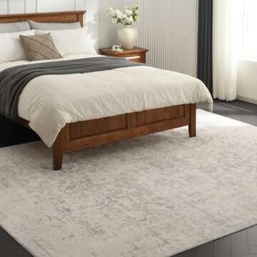 DEAXLife Washable Area Rug for Living Room - Stain Resistant Urtla Thin Rugs with Non Slip Rubber Backing - Indoor Floor Carpet for Dining Room Home Office Dorm (Grey/White, 5x7 Feet)