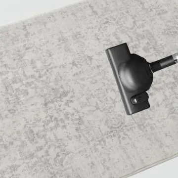 DEAXLife Washable Area Rug for Living Room - Stain Resistant Urtla Thin Rugs with Non Slip Rubber Backing - Indoor Floor Carpet for Dining Room Home Office Dorm (Grey/White, 5x7 Feet)