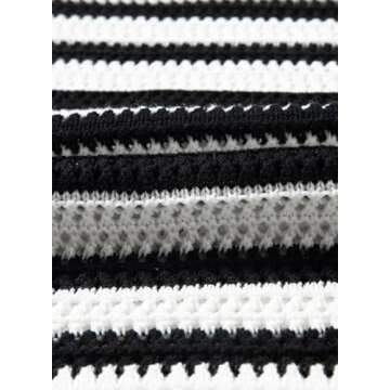 Sidefeel Summer Dresses for Women 2024 Casual Crewneck Sleeveless Sun Dress Hollow Out Crochet Knit Dress S Black