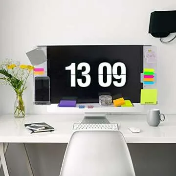 DailyTreasures Acrylic Monitor Memo Board, 2pcs Computer Monitor Side Panel(Left+Right),1pcs Message Memo Pad Shelve + 4Pcs Sticky Notes & 1 Sheet Index Tab for Office Home Desk Organizer Phone Holder