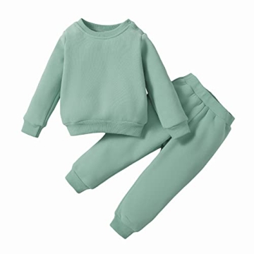 SOBOWO Toddler Baby Boys Girls Winter Clothes Solid Color Long Sleeve Pullover Sweatshirt Pants 2Pcs...