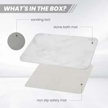 KEYCHAD Stone Bath Mat - Non-Slip Diatomaceous Earth Design