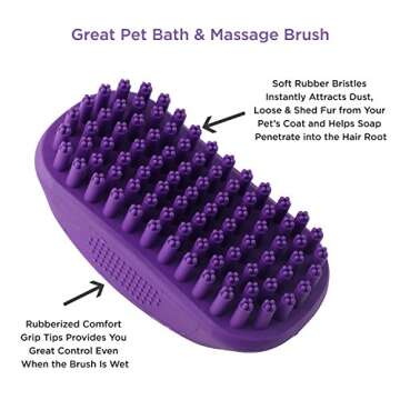 Hertzko Pet Bath & Massage Brush - Dog Bath Brush Scrubber for Shampooing and Massaging Dogs, Cats, Small Animals, Short/Long Hair - Rubber Curry Brush Dog - Removes Loose & Shed Fur (No Handle)