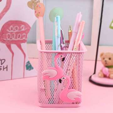 Trycooling 2 Pack Metal Cute Pen Pencil Holder Office Home Desk Square Pencil Cup Caddy Box Makeup Brush Holders for Girls (Square)
