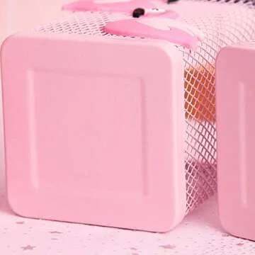 Trycooling 2 Pack Metal Cute Pen Pencil Holder Office Home Desk Square Pencil Cup Caddy Box Makeup Brush Holders for Girls (Square)