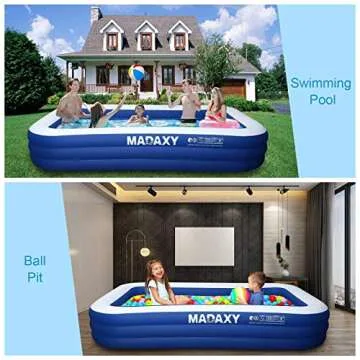Inflatable Pool, MADAXY Swimming Pool for Kids and Adults, 120" X 72" X 22" Oversized Thickened Fami...