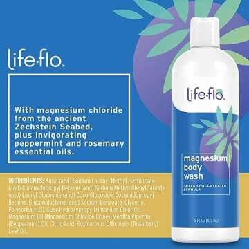 LIFE-FLO Magnesium Body Wash, Refreshing, Moisturizing Liquid Soap with Magnesium Chloride from the ...