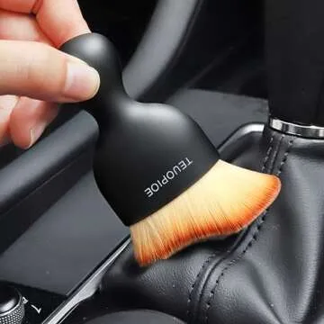 TEUOPIOE Car Interior Cleaning Brush,Auto Soft Hair Car Brush, Car Interior Dust Brush,Car Accessories for Car Dashboard, Air Conditioning Vents,Car Interior Brush for Keyboard Cleaner(Brown)