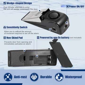 Door Stop Alarm 2 Pack, 120 dB Door Stopper Wedge Door Stops Alarm Great for Traveling Hotel Home Se...