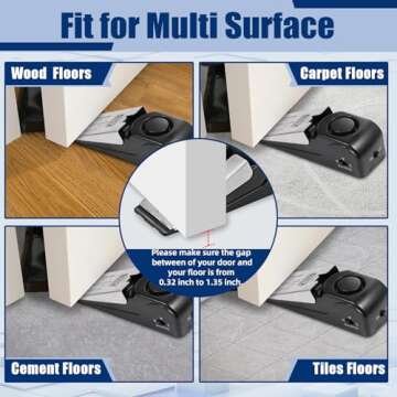 Door Stop Alarm 2 Pack, 120 dB Door Stopper Wedge Door Stops Alarm Great for Traveling Hotel Home Security Door Stoppers Safety Tools