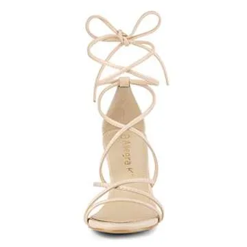 Elegant Allegra K Chunky Heeled Sandals in Beige
