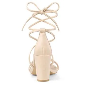 Elegant Allegra K Chunky Heeled Sandals in Beige