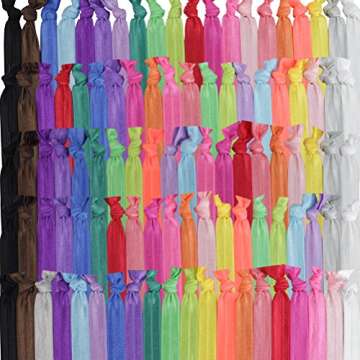 100pcs Colorful Habibee No Crease Elastic Hair Ties for Women, Girls, and Kids