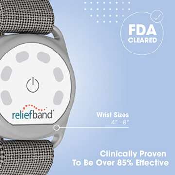 Reliefband New Sport Anti-Nausea Wristband | Waterproof | Nausea & Vomiting Relief for Motion Sickness, & Morning Sickness | Drug & Side Effect Free, Long Lasting, Fast-Acting (Grey)