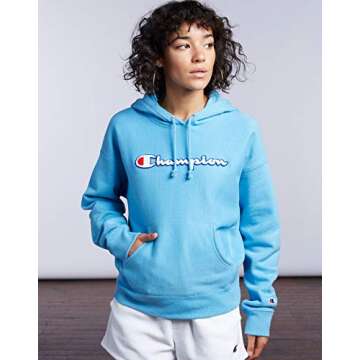 Champion Life Womens Reverse Weave Pullover Hoodie, XS, Big C Pink Candy