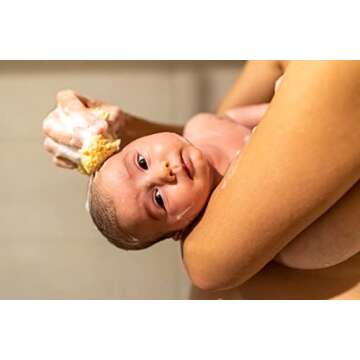 Real Sea Sponges for Babies - 2 Pk Bath Care Set, Gentle, Kind on Skin, for Bathing Washing Body Eyes & Ears, Also for Newborn Toddler & Kids; Baby Shower Spa Gift by Contented Infant®