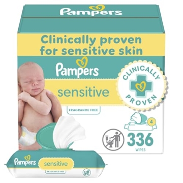 Pampers Sensitive Baby Wipes - Water Based and Gentle Care for Delicate Skin, 336 Wipes Total in Con...