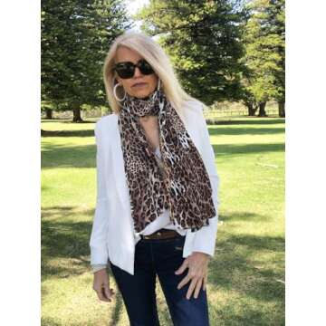 Eohak Womens Leopard Print Shawl Scarf - Lightweight Wrap Scarves Shawl Cheetah Scarves for Spring S...