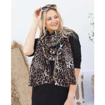 Eohak Womens Leopard Print Shawl Scarf - Lightweight Wrap Scarves Shawl Cheetah Scarves for Spring Summer Season (Leopard Print)