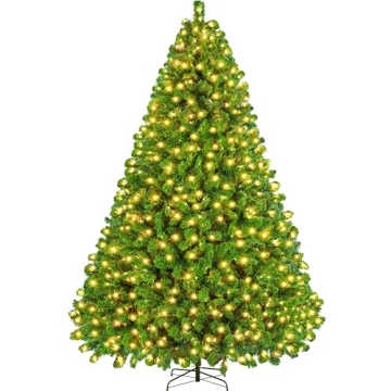 Yaheetech Luxurious 9ft Pre-lit Christmas Tree with Warm White Lights
