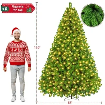 Yaheetech 9ft Pre-lit Flocked Christmas Tree for Holidays