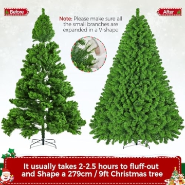 Yaheetech 9ft Pre-lit Flocked Christmas Tree for Holidays
