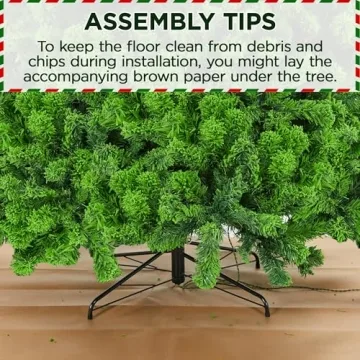 Yaheetech 9ft Pre-lit Flocked Christmas Tree for Holidays