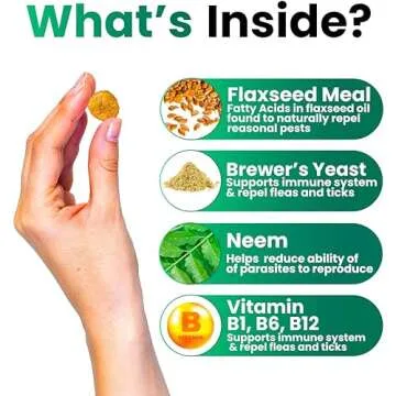 Flea and Tick Prevention for Dogs Chewables - Made in USA - Natural Flea and Tick Chews Supplement - Oral Pills for Dogs - Pest Defense - All Breeds and Ages - 120 Soft Tablets