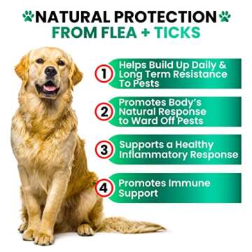 Flea and Tick Prevention for Dogs Chewables - Made in USA - Natural Flea and Tick Chews Supplement - Oral Pills for Dogs - Pest Defense - All Breeds and Ages - 120 Soft Tablets